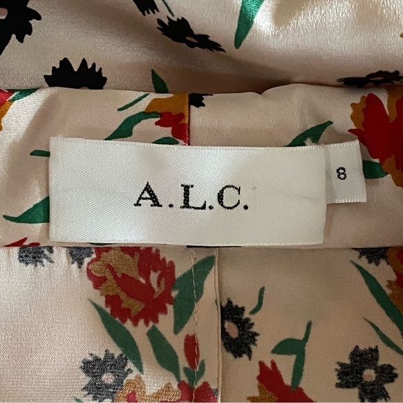 ALC Floral Silk Ruthie Pajama Dress Pink Black Red Size 8 - Picture 9 of 12